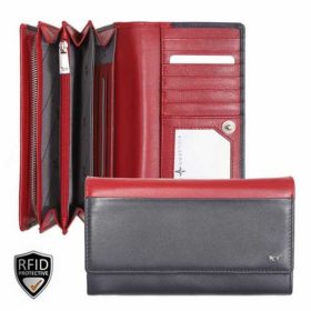    Dámska čierno-červená kožená peňaženka Riccardo Ferducci 17 x 9,7 cm