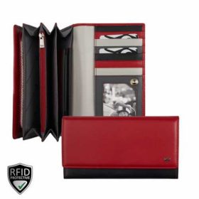    Dámska červeno-čierna kožená peňaženka Riccardo Ferducci 17 x 9,7 cm