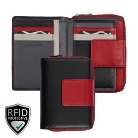    Dámska kožená peňaženka Riccardo Ferducci čierno-červená 12,3 x 9,5 cm