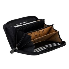    Giorgio Carelli unisex saténová čierna kožená peňaženka, držiak na telefón