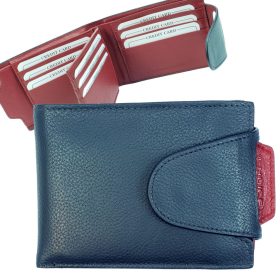    Výberová modro-červená dámska kožená peňaženka s odnímateľným držiakom na karty
