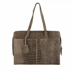    Dámska kožená taška na notebook Burkely Croco Cody tmavozelená 15"