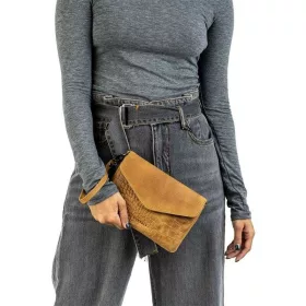    Burkely Croco Cody žltá, dámska kožená taška cez rameno