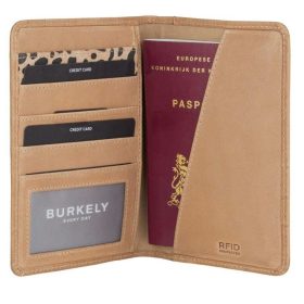    Kožené puzdro na pas a kartu Burkely Croco Caia v béžovej farbe s RFID ochranou