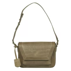    Burkely Croco Cassy, khaki dámska kožená taška cez rameno, kabelka