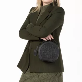    Burkely Croco Cassy čierna dámska kožená taška cez rameno, kabelka