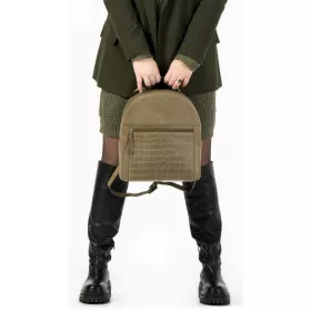  Burkely Croco Cassy, khaki dámsky kožený batoh