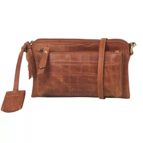    Malá dámska kožená kabelka cez rameno Burkely Croco Cassy koňakovej farby