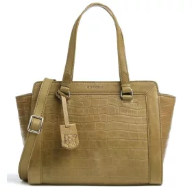    Kožená dámska kožená taška cez rameno Burkely Icon Ivy hnedá krokodíla, kabelka