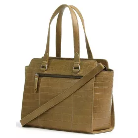    Kožená dámska kožená taška cez rameno Burkely Icon Ivy hnedá krokodíla, kabelka