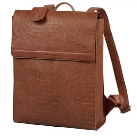    Burkely Casual Carly koňakovo hnedý kožený batoh s držiakom na notebook 14"