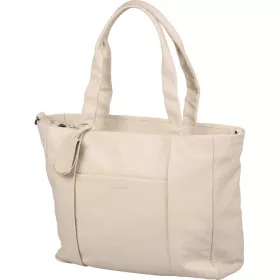    Burkely Just Jolie béžová dámska kožená taška cez rameno s držiakom na notebook 45 x 30 cm