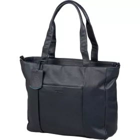    Burkely Just Jolie tmavomodrá dámska kožená taška cez rameno s držiakom na notebook 45 x 30 cm