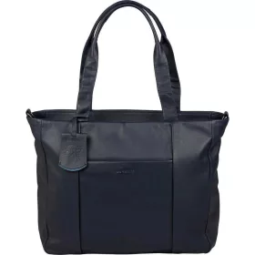    Burkely Just Jolie tmavomodrá dámska kožená taška cez rameno s držiakom na notebook 45 x 30 cm