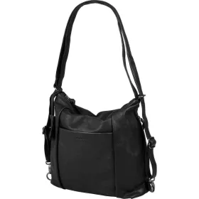    Čierna dámska kožená kombinovateľná taška cez rameno Burkely Just Jolie, batoh s držiakom na 15" notebook