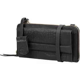    Burkely Casual Cayla čierna dámska kožená mini taška cez rameno, držiak na mobil 20 x 11 cm