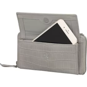    Burkely Casual Cayla svetlosivá dámska kožená mini taška cez rameno, držiak na mobil 20 x 11 cm