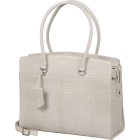    Burkely Cool Colbie sivobiela dámska kožená taška na notebook cez rameno 15,6" 40 x 33 cm