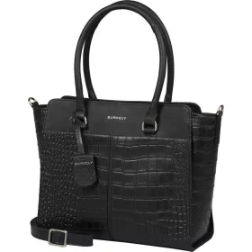    Burkely Cool Colbie čierna krokokožená kabelka cez rameno 30 x 25 cm