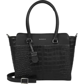    Burkely Cool Colbie čierna krokokožená kabelka cez rameno 30 x 25 cm