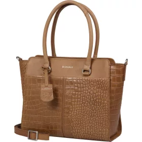    Burkely Cool Colbie koňaková hnedá kabelka z kroko kože cez rameno 30 x 25 cm