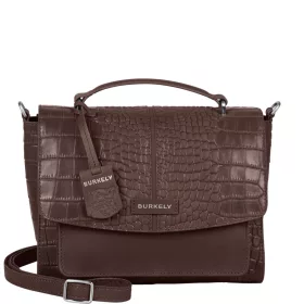    Burkely Cool Colbie koňaková hnedá kabelka z kroko kože s popruhom cez rameno 25 x 19 cm