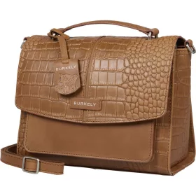    Burkely Cool Colbie koňaková hnedá kabelka z kroko kože s popruhom cez rameno 25 x 19 cm