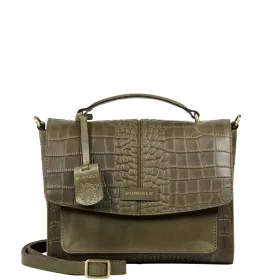    Burkely Cool Colbie koňaková hnedá kabelka z kroko kože s popruhom cez rameno 25 x 19 cm