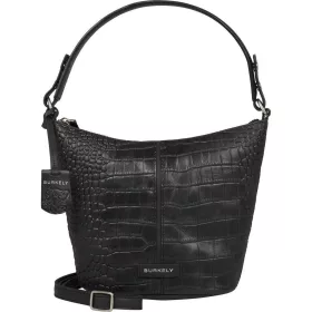    Burkely Cool Colbie čierna croco dámska kožená taška cez rameno, kabelka 27 x 20 cm