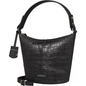    Burkely Cool Colbie čierna croco dámska kožená taška cez rameno, kabelka 27 x 20 cm