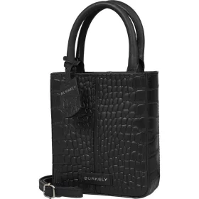    Burkely Cool Colbie čierna croco dámska kožená kabelka s popruhom cez rameno 18 x 15 cm