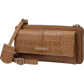    Burkely Cool Colbie koňaková hnedá croco dámska kožená mobilná peňaženka s popruhom cez rameno 20 x 11 cm