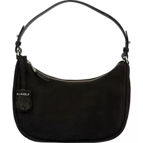    Burkely Still Selene čierna nubuková dámska kožená taška cez rameno 28 x 16 cm