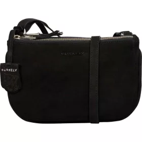    Burkely Still Selene čierna nubuková dvojvrecká dámska kožená taška cez rameno 25 x 16 cm