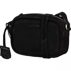    Burkely Still Selene čierna nubuková dámska kožená taška cez rameno 20 x 13,5 cm