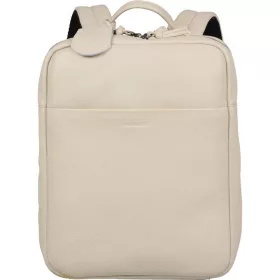    Burkely Lush Lucy sivobiely dámsky kožený batoh s držiakom na notebook 14" 37 x 28 cm