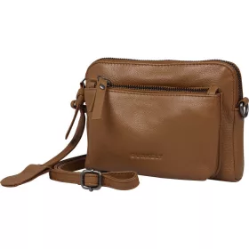    Burkely Lush Lucy koňakovo hnedá dámska kožená mini kabelka cez rameno crossbody 18 x 13 cm