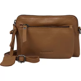    Burkely Lush Lucy koňakovo hnedá dámska kožená mini kabelka cez rameno crossbody 18 x 13 cm