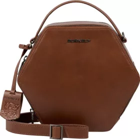    Dámska kožená taška cez rameno Burkely Nocturnal hnedá šesťuholník
