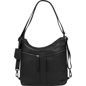    Burkely Rock Ruby čierna dámska kožená taška cez rameno, ruksak