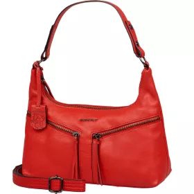    Burkely Rock Ruby červená dámska kožená kabelka, taška cez rameno