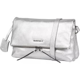    Strieborná dámska kožená bočná kabelka Burkely Rock Ruby, crossbody