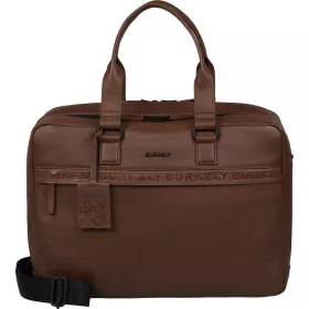    Burkely Minimal Mason koňaková hnedá dvojkomorová kožená taška na notebook, aktovka 15,6" 40 x 30 cm