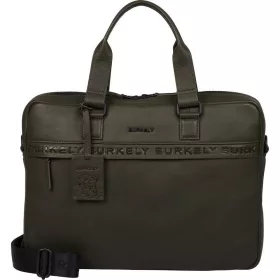    Burkely Minimal Mason tmavozelená kožená taška na notebook 15,6" 40 x 28 cm