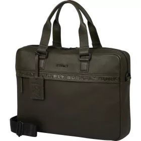    Burkely Minimal Mason tmavozelená kožená taška na notebook 15,6" 40 x 28 cm