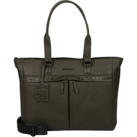    Burkely Minimal Maison tmavozelená dámska kožená taška na notebook cez rameno 15,6" 37 x 30 cm