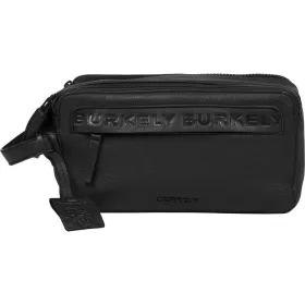    Čierna kožená toaletná taška Burkely Minimal Mason 25 x 15 cm