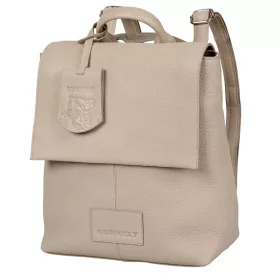    Kožený dámsky batoh Burkely Just Jolie béžový, bočná taška, taška na notebook 33 x 31 cm