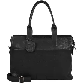    Burkely Antique Avery Black dámska kožená taška na notebook cez rameno 15,6"