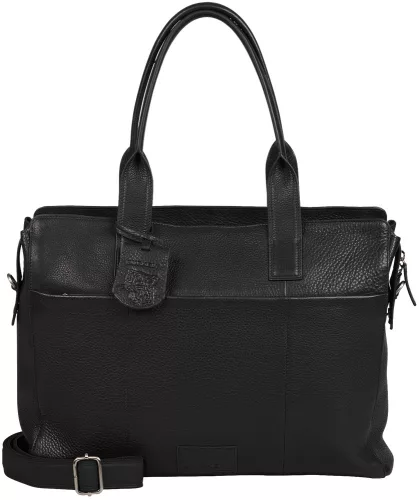  Burkely Antique Avery Black dámska kožená taška na notebook cez rameno 15,6"